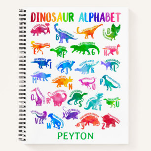 Carnet Aquarelle Dinosaure Alphabet Dino coloré enfants