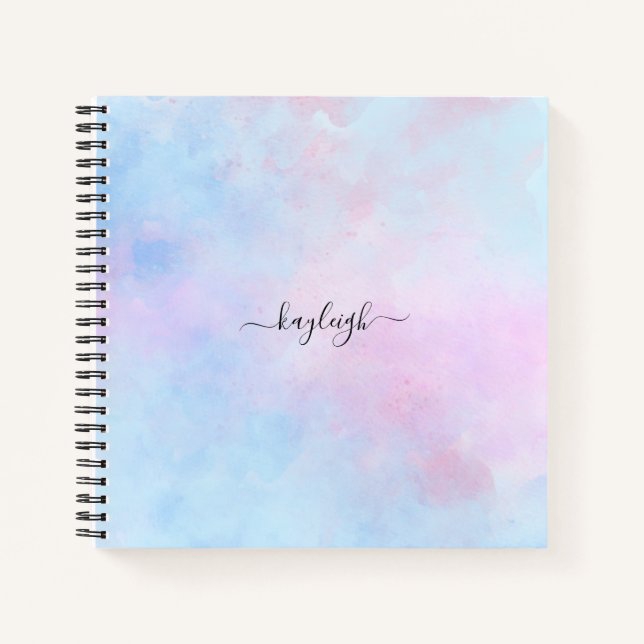 Carnet Aquarelle Dreamy Rose bleu turquoise (Devant)