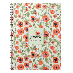Carnet Aquarelle du pavot orange Nom du motif floral