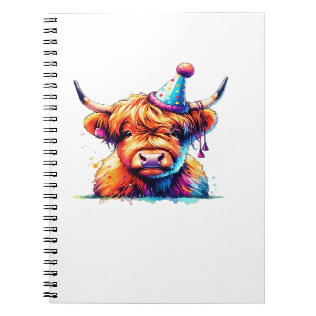 Carnet Aquarelle écossaise Highland Cow Anniversaire Esse (Devant)