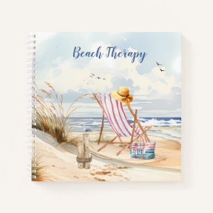 Carnet Aquarelle élégant Beach Ocean Monogramme