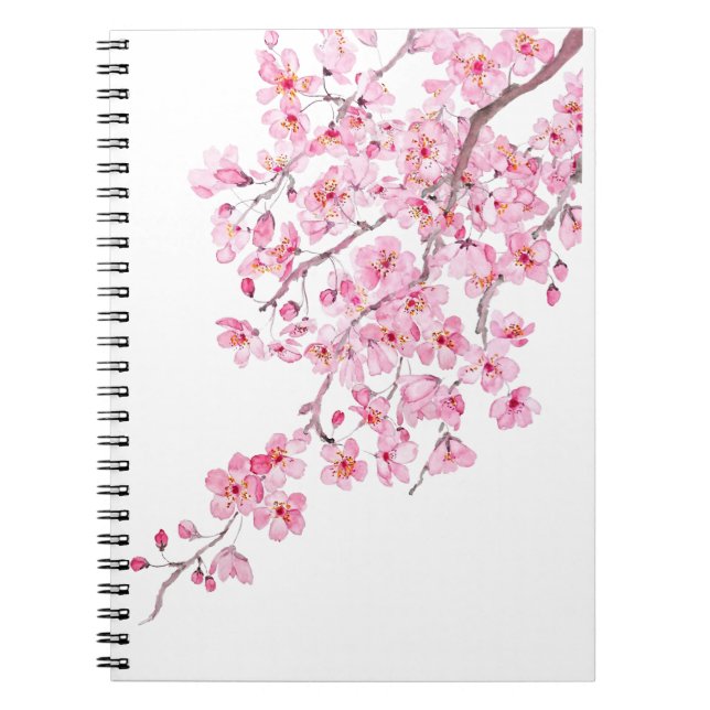 Carnet aquarelle en fleurs de cerisier rose 2020 (Devant)