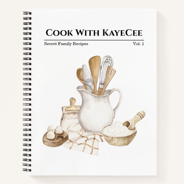Carnet Aquarelle et outils de cuisine Recette (Devant)