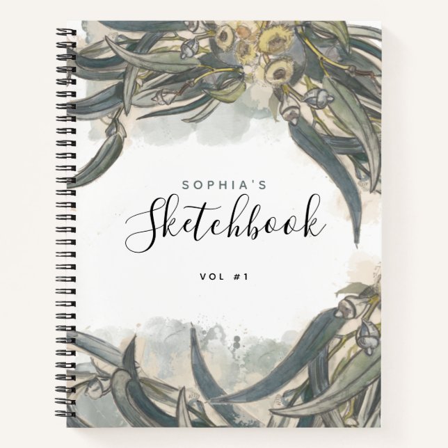 Carnet Aquarelle Eucalyptus Feuille Green Sketchbook (Devant)