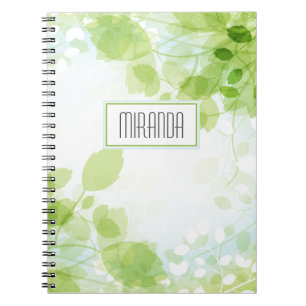 Carnet Aquarelle Feuille de printemps Monogramme