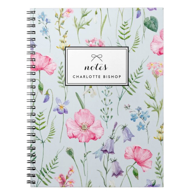 Carnet Aquarelle Fleurs délicieuses Fleur Foliage Motif B (Devant)