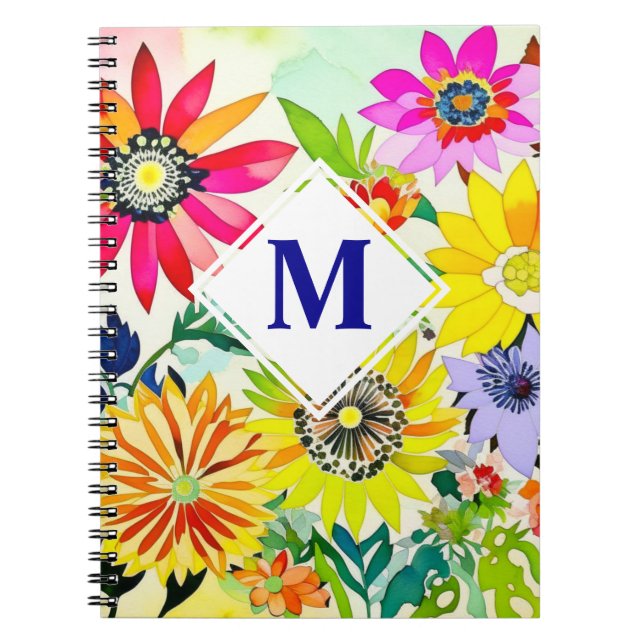 Carnet Aquarelle Fleurs Monogrammes (Devant)