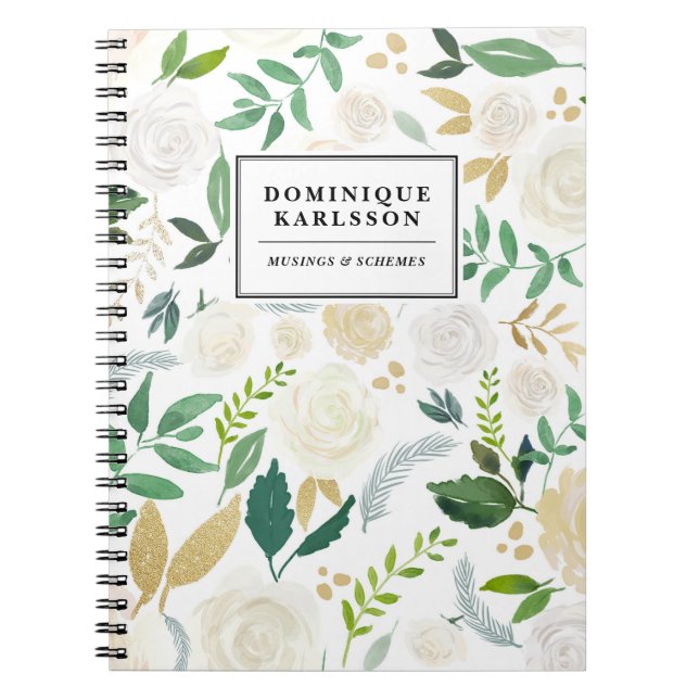 Carnet Aquarelle Fleurs Motif avec Parties scintillant en (Devant)