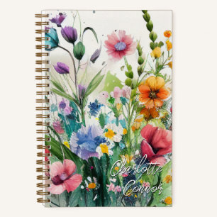 Carnet Aquarelle Fleurs sauvages art personnalisé