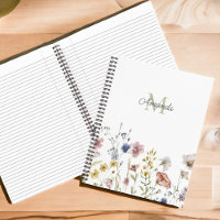 Aquarelle Fleurs sauvages Boho élégant avec Monogr