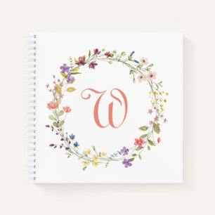 Carnet Aquarelle Fleurs Sauvages Monogramme du cadre de c