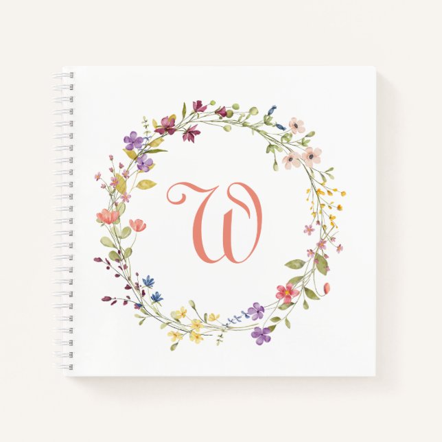 Carnet Aquarelle Fleurs Sauvages Monogramme du cadre de c (Devant)