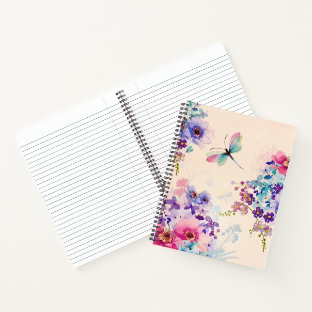 Carnet Aquarelle Floral Papillon Parties scintillant de j (Intérieur)