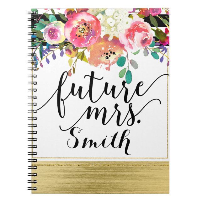 Carnet Aquarelle florale brillante moderne Avenir Mme. (Devant)