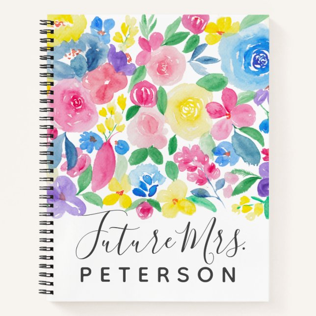 Carnet Aquarelle florale chic chic chic future Mme. (Devant)