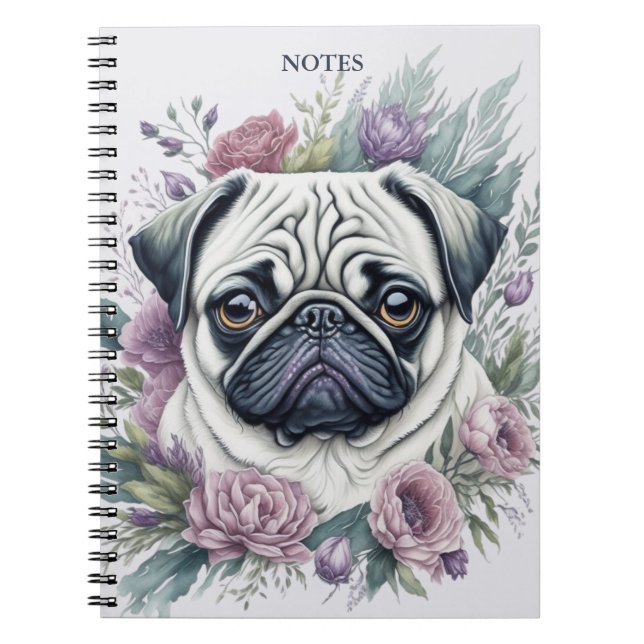 Carnet Aquarelle florale de Carlin faun personnalisé (Devant)