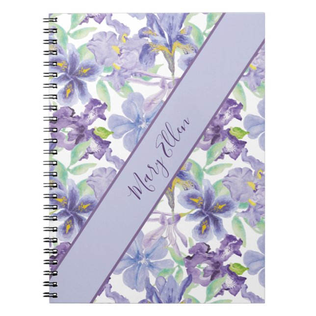 Carnet Aquarelle florale de l'iris jaune violet (Devant)