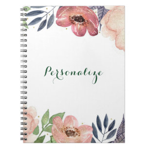 Carnet Aquarelle Florale Moderne Élégante Chic Personnali