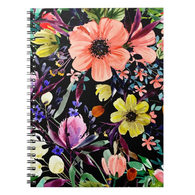 Carnet Aquarelle florale motif sans couture. Différents b (Devant)