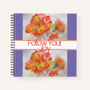 Carnet Aquarelle Florale rose Orange Suivez votre joie Ne