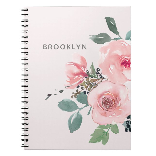 Carnet Aquarelle florale rose pâle (Devant)