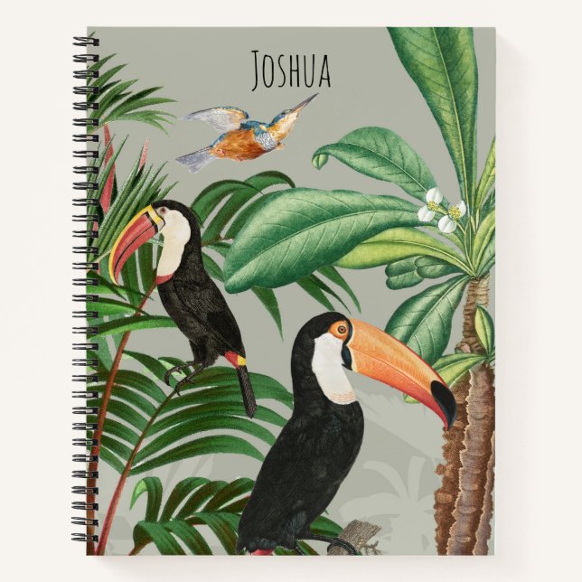 Carnet Aquarelle Forêt tropicale et Oiseaux du Toucan (Devant)