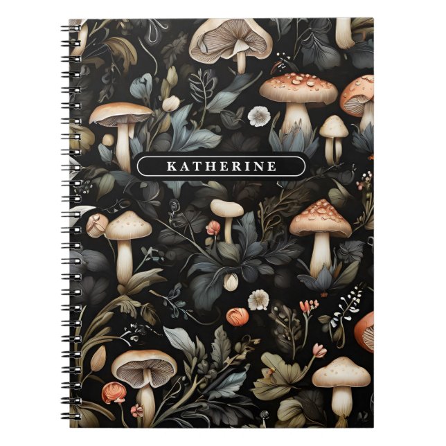 Carnet Aquarelle Forêt Verdure Champignons Automne (Devant)
