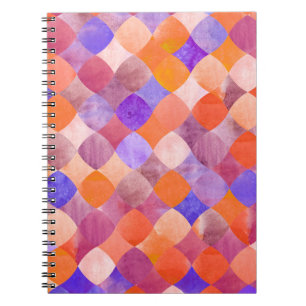 Carnet Aquarelle géométrique, écailles de poissons arabes