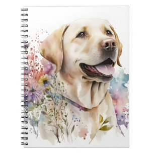Carnet Aquarelle Golden Labrador Retriever et Fleurs