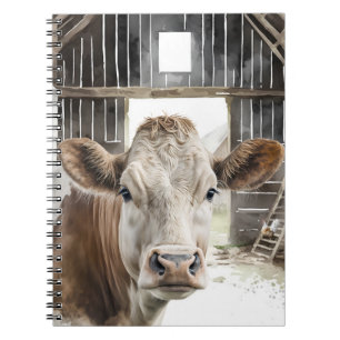 Carnet Aquarelle Hereford Vache dans la grange