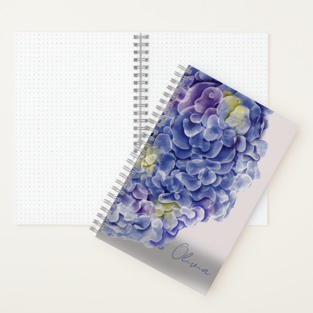 Carnet Aquarelle hydrangée grille de points BuJo (À l'intérieur)