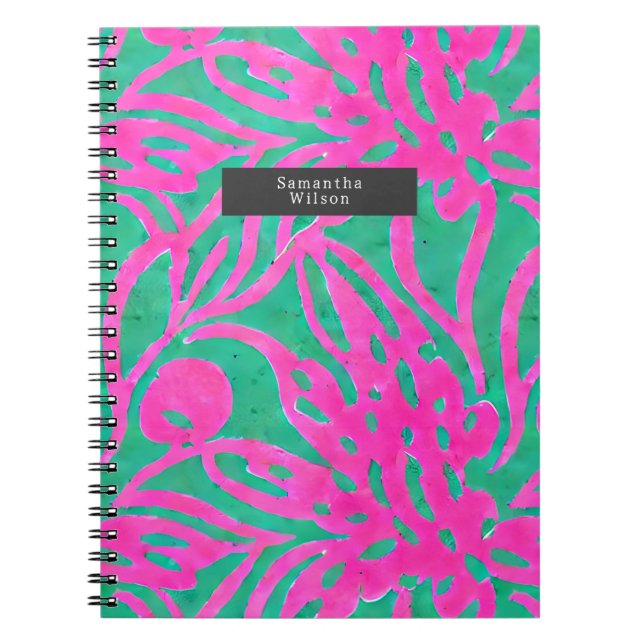 Carnet Aquarelle inspirée rose Aqua Damask Floral Planne (Devant)