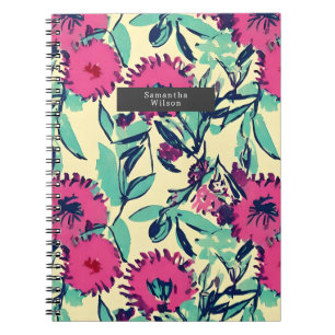 Carnet Aquarelle inspirée rose + vert Botanique Floral