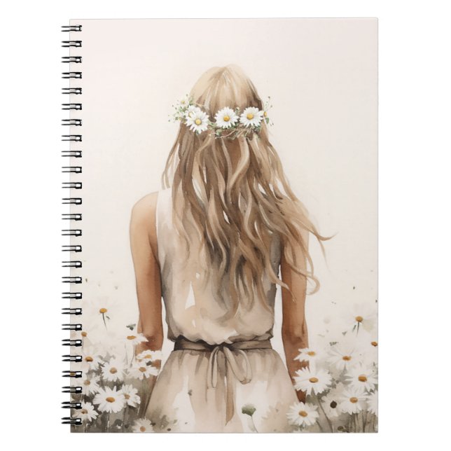 Carnet Aquarelle Jeune Femme Dans Le Champ Maisy (Devant)