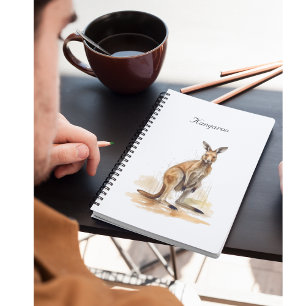 Carnet aquarelle kangourou personnalisable