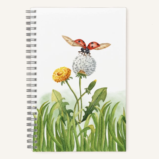 Carnet Aquarelle Ladybug et Dandelions (Recto)