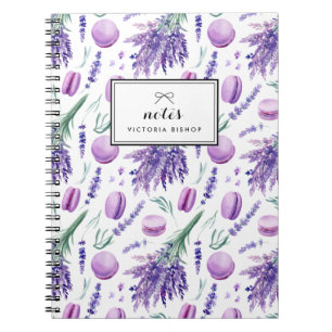Carnet Aquarelle Lavande et Macarons Motif Personnalisé