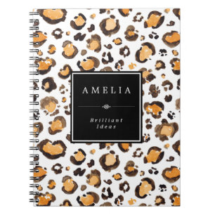 Carnet Aquarelle Leopard Spots Nom personnalisé