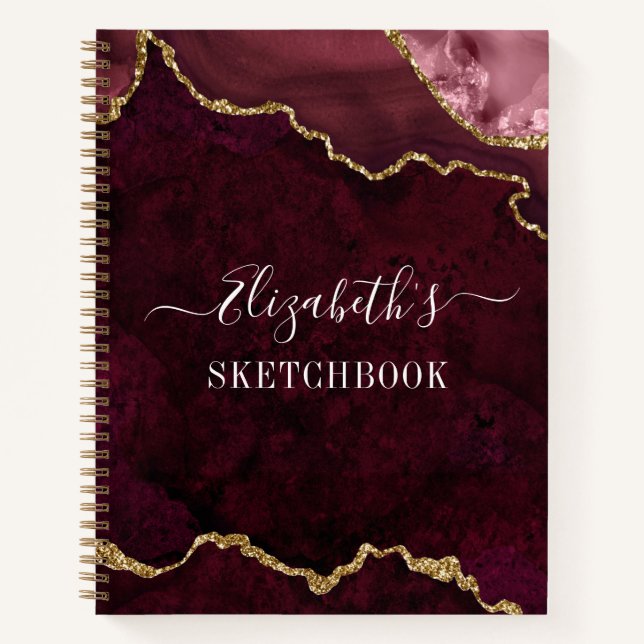 Carnet Aquarelle Marbre Geode Rose Gold Sketbook (Devant)