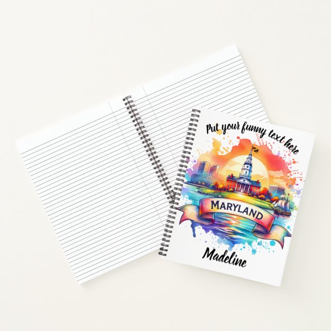 Carnet Aquarelle Maryland avec points forts de l'état (Intérieur)