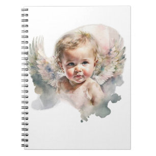 Carnet Aquarelle mignon bébé ange autocollant