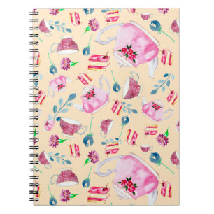 Carnet Aquarelle mignonne Après-midi Tea Party Florals Te
