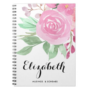 Carnet Aquarelle mignonne coloré Ressort floral Posy pers
