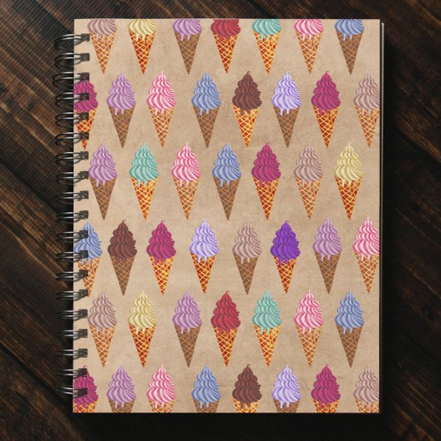 Carnet Aquarelle mignonne Crème de glace Motif Drôle été (Créateur téléchargé)