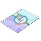 Aquarelle mignonne de sirène Monogramme Turquoise 