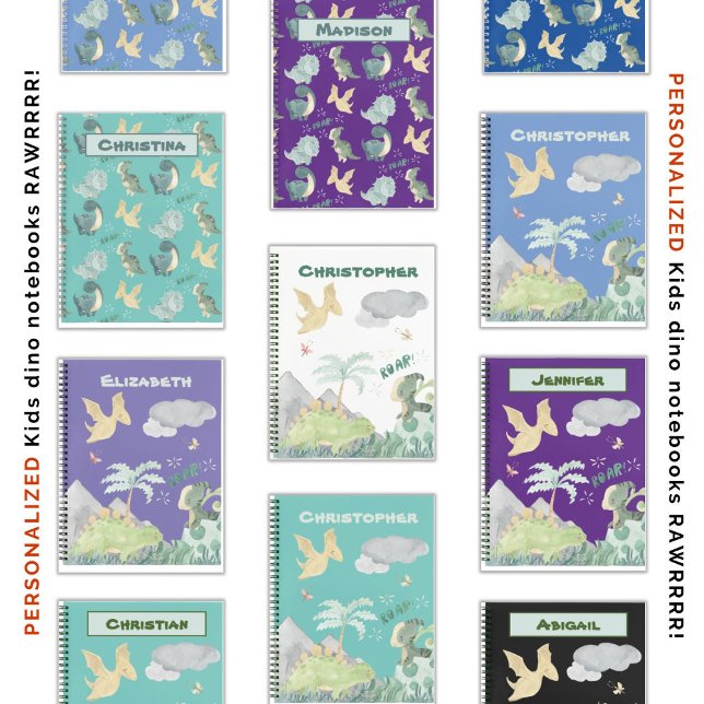 Carnet Aquarelle mignonne Dinosaure blanc (So many fun cute dino designs!)