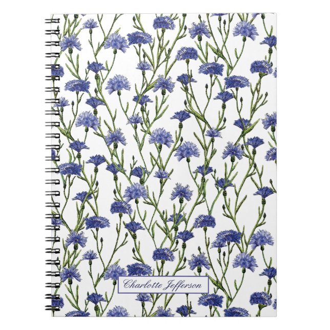 Carnet Aquarelle mignonne Fleurs de Cornflowers Monogramm (Devant)