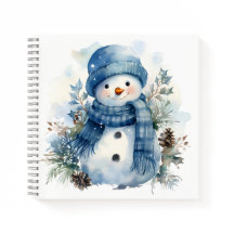 Aquarelle mignonne Xmas Snowman porter Écharpe ble