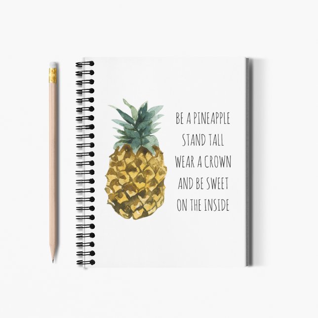 Carnet Aquarelle moderne ananas et citation amusante posi (Créateur téléchargé)