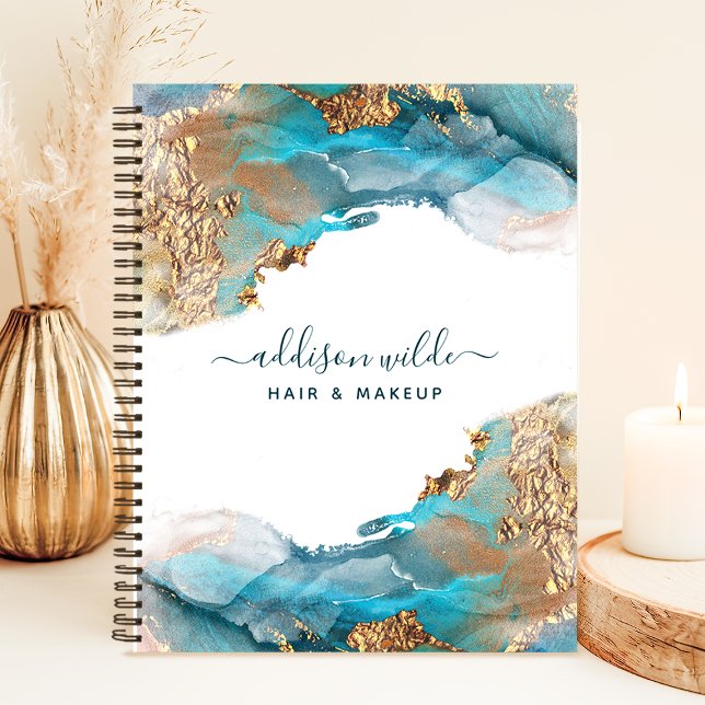 Carnet Aquarelle moderne bleu et or (Créateur téléchargé)